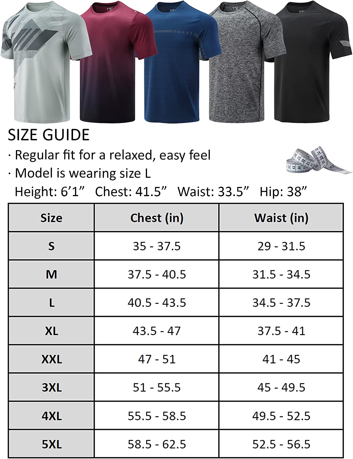 5 Pack Men’s Active Quick Dry Crew Neck T Shirts | Athletic Running Gym Workout Short Sleeve Tee Tops Bulk - Image 4